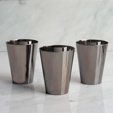 12-Pack Plastic Party Cups Sleek Chrome Silver - Durable Disposable Cups for Drinks 7oz