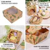 12 Pack | 6inch x 6inch x 3inch Tropical Leaf Cardboard Bakery Cake Pie Cupcake Box