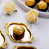 12 Pack | Gold Oval Baroque Mini Party Favor Candy Tray Treat Gift Display Serving Plate - 4.5Inch