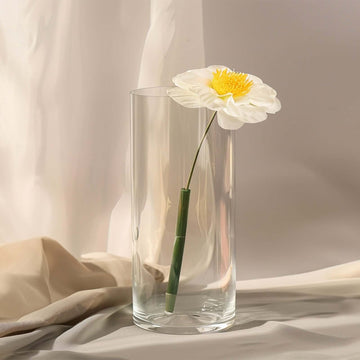 12-Pack Glass Flower Vases Cylinder Design Heavy Duty Clear - Stylish Centerpieces for Weddings 10"