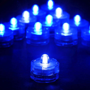 12-Pack LED Lights Flower Design - Submersible Waterproof Light Blue Battery Operated