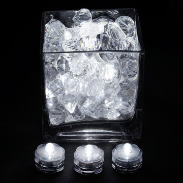 12-Pack LED Lights Flower Design - Submersible Waterproof White Battery Operated