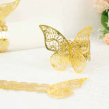 12 Pack | Metallic Gold Foil Laser Cut Butterfly Paper Napkin Rings, Chair Sash Bows