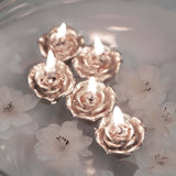 12 Pack | 1inch Blush/Rose Gold Mini Rose Flower Floating Candles Wedding Vase Fillers