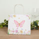 12 Pack Pink Glitter Butterfly Paper Favor Bags With Handles, Floral Print White Goodie Gift Bags