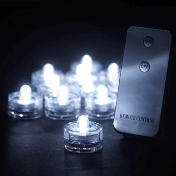 12-Pack Submersible LED Lights Remote Operated Design White - Waterproof Decorative Lighting