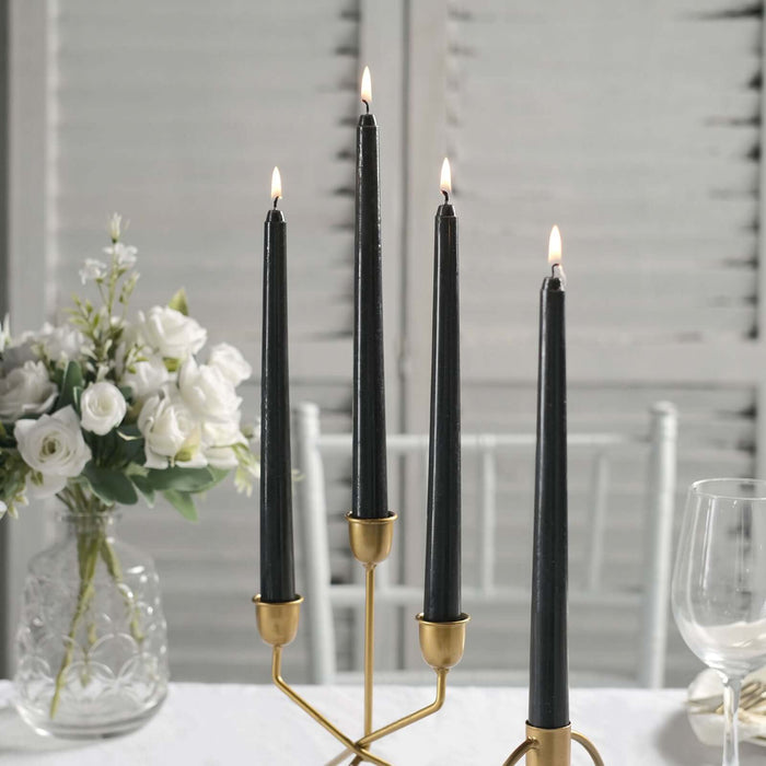 12 Pack | Black 10inch Premium Wax Taper Candles, Unscented Candles