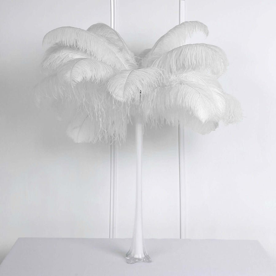 Set of 12 | 24"-26" White Natural Plume Ostrich Feathers Centerpiece 