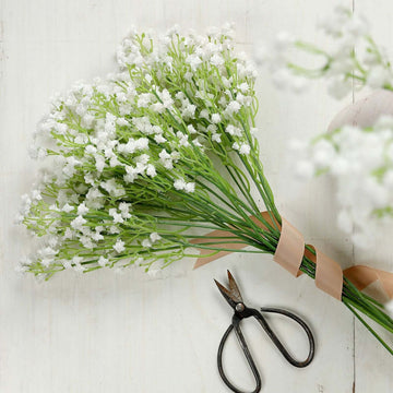 12 Stems 22" White Artificial Silk Babys Breath Gypsophila Flowers