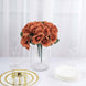 12inch Terracotta (Rust) Artificial Velvet-Like Fabric Rose Flower Bouquet Bush