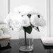 12inches White Artificial Velvet-Like Fabric Rose Flower Bouquet Bush