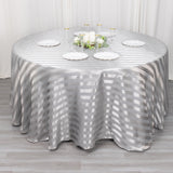 120inch Silver Satin Stripe Seamless Round Tablecloth