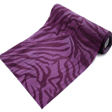 12"x10 Yards Eggplant Zebra Animal Print Taffeta Fabric Roll