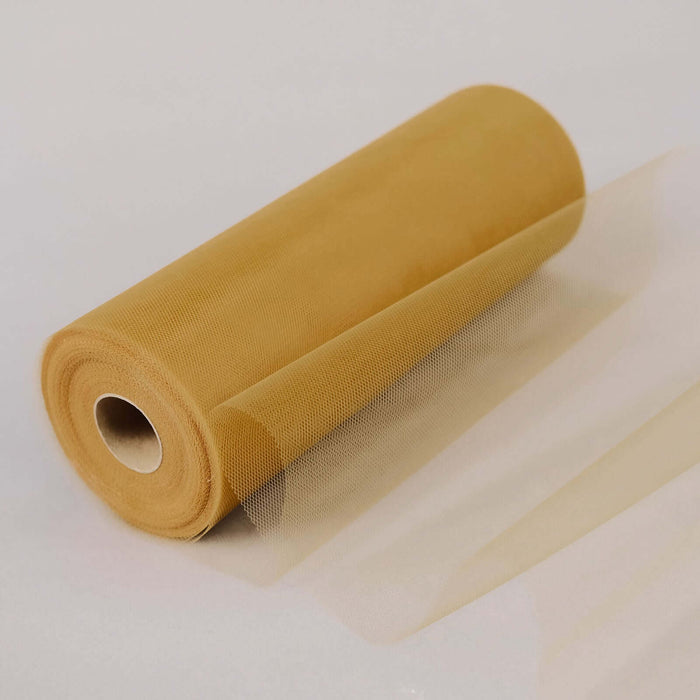 12inches x 100 Yards Gold Tulle Fabric Bolt, Sheer Fabric Spool Roll For Crafts