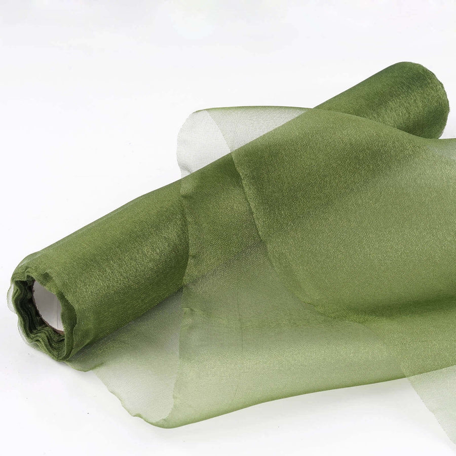 12inch x 10yd | Olive Green Sheer Chiffon Fabric Bolt, DIY Voile Drapery Fabric