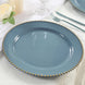 10-Pack Economy Round Plastic Charger Plates 13inch in Dusty Blue with Gold Beaded Rim