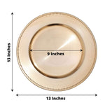 6 Pack 13inch Beaded Gold Acrylic Charger Plate, Plastic Round Dinner Charger Event Tabletop