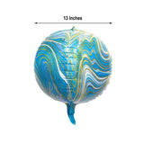 3 Pack | 13inches 4D Blue/Gold Marble Sphere Foil Helium or Air Balloons