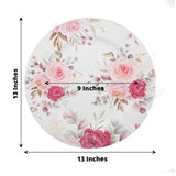 6 Pack | 13inch Rose Flower Design Plastic Serving Plates