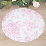 10 Pack 13inch Disposable Placemats in French Toile Floral Pattern, White Pink Cardboard Paper