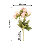 3 Pack | 13inch Dusty Rose Real Touch Artificial Rose Bud Flower Bridal Bouquets