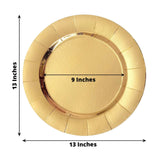 Gold Disposable 13inch Charger Plates, Cardboard Serving Tray, Round with Leathery Texture