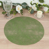50 Pack Disposable Olive Green Placemats, 13" Non-Woven Mesh Fiber Round Table Mats for Dining & Events