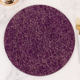 6 Pack Purple Glitter Acrylic Charger Plates with Gold Abstract Lines Pattern