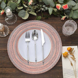 6 Pack | 13inch Blush Rose Gold Boho Lace Embossed Acrylic Plastic Charger Plates