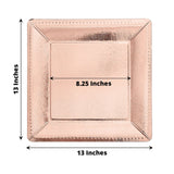 10 Pack | 13inch Rose Gold Textured Disposable Square Charger Plates