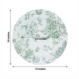 6 Pack Round Floral Acrylic Charger Plates in French Toile Pattern