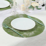 50 Pack Disposable Olive Green Placemats, 13" Non-Woven Mesh Fiber Round Table Mats for Dining & Events