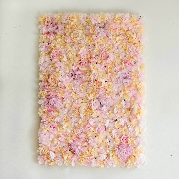 13 Sq ft. | Pink Champagne UV Protected Assorted Flower Wall Mat Backdrop