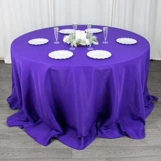 Elevate Your Event Decor with the Premium Purple Polyester Round Tablecloth