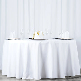 Elevate Your Event with the White Seamless Premium Polyester Round Tablecloth