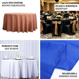 132inch White 200 GSM Seamless Premium Polyester Round Tablecloth