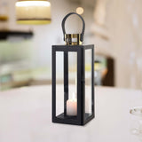 14inch Black & Gold Top Stainless Steel Candle Lantern Centerpiece Outdoor Metal Patio Lantern