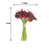 20 Stems | 14inch Burgundy Artificial Poly Foam Calla Lily Flowers