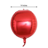 2 Pack | 14inch 4D Metallic Red Sphere Mylar Foil Helium or Air Balloons