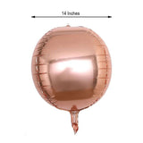 2 Pack | 14" Rose Gold Orbz Foil Balloons, 4D Sphere Mylar Balloons