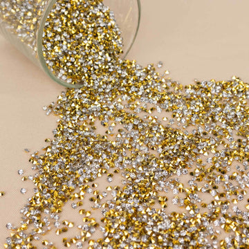 14400 Pcs Faux Diamond Rhinestone Vase Fillers Gold/Silver, Wedding Table Scatter Gems Sparkling Decorative Design 3mm