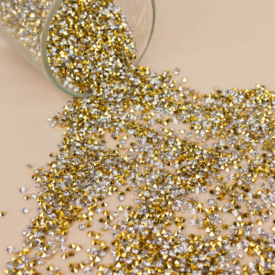 14400 Pcs Gold Silver Acrylic Diamond Rhinestones Wedding Table Scatters, Faux Crystal Gems Vase