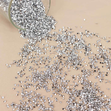 14400 Pcs Faux Diamond Rhinestone Vase Fillers Silver, Wedding Table Scatter Gems Sparkling Decorative Design 3mm