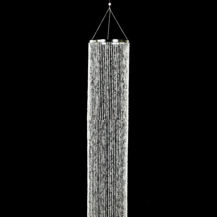 14ft Hanging Beaded Crystal Column Chandelier, Tall Beads Curtain Round