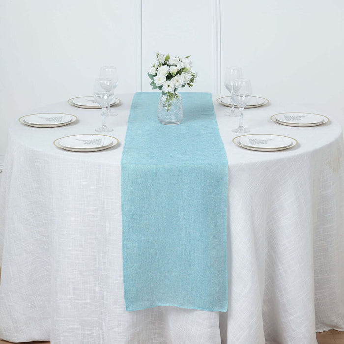 14x108Inch Turquoise Boho Chic Rustic Faux Burlap Cloth Table Runner