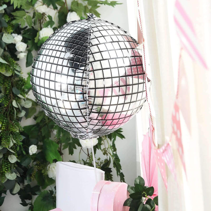 15inches Mirrored Silver Disco Ball Mylar Reusable Foil Helium Air Balloon