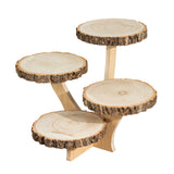 15inch Tall 4-Tier Natural Rustic Wood Slice Cake Stand#whtbkgd