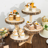 15inch Tall 4-Tier Natural Rustic Wood Slice Cake Stand