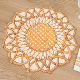 10 Pack Brown Die-Cut Rattan Weave Paper Table Mats, 16inch Large Round Floral Disposable