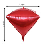 3 Pack | 16inch Shiny Red 4D Diamond Self-Sealing Reusable Foil Balloon